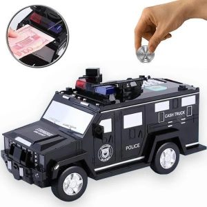 Zabavna elektronička svinjska štedna kasica u obliku policijskog automobila