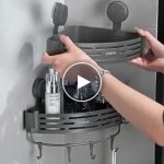 Uglovna polica za kupaonicu (2 dijela) – nije potrebno bušenje – video